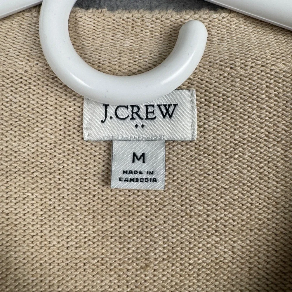J.Crew Emilie Cardigan Sweater Beige Tan Gold Button Cotton Blend CG824 Womens M - Picture 2 of 8